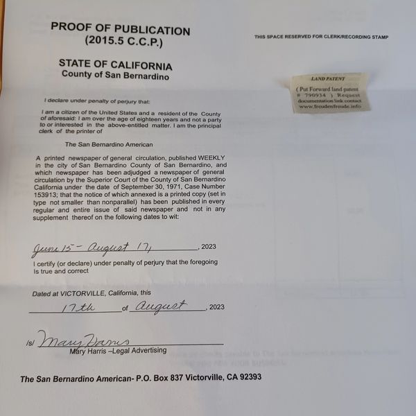 Proof of Publication — San Bernardino County 2023